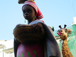 black woman and giraffe