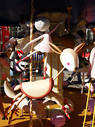girl dancing over the deer