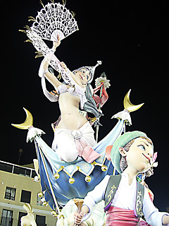 woman with fans