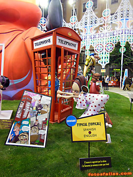 English telephone booth and baliora and bullfighter