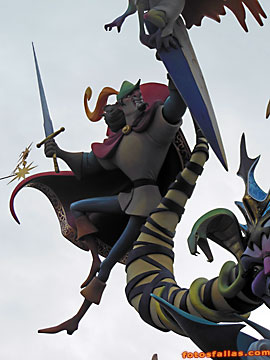 knight fights against dragon