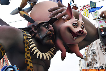caveman with pig